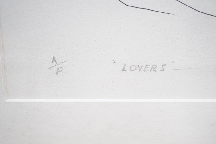 Barbara Tribe (1913-2000), artist's proof print, ‘Lovers’, signed in pencil, 27 x 34cm. Condition - good